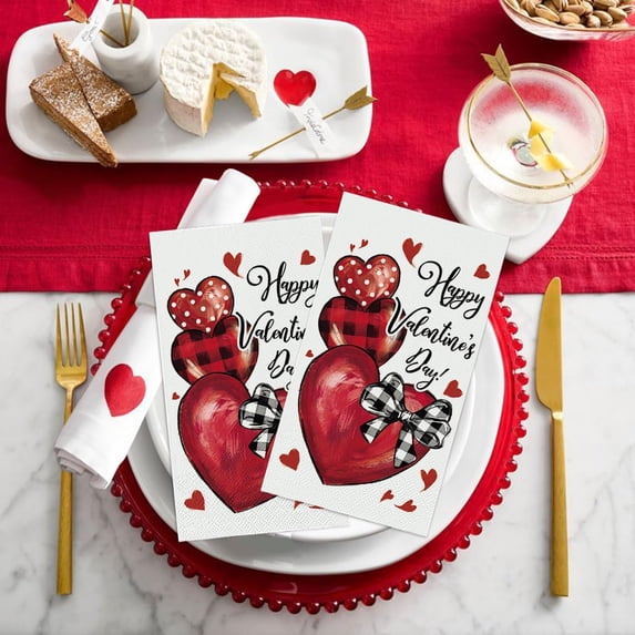 Valentine Disposable Paper Decorative Guest Napkins, Hand Towel for Party Lunch Dinner Kitchen Bathroom