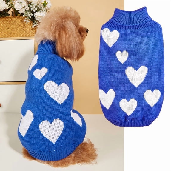 Valentine Dog Sweater Dog Valentines Clothes Outfit Knitted Heart Sweater for Small Medium Large Dogs Pets (Red, X-Large)