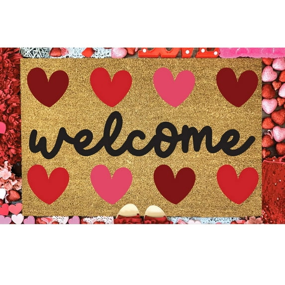 Valentine Door Mat, 16X24 inch Heart Door Mat,Welcome Mats for Front ...