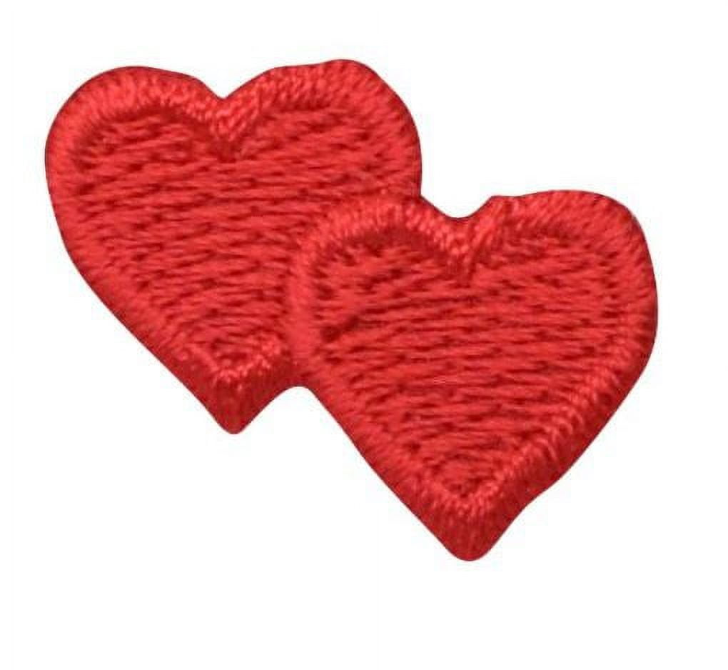 Broken Heart Embroidered Iron on Patch Red