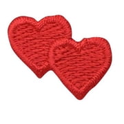 Valentine Double Red Heart Embroidered Iron on Patch