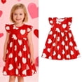 thumbnail image 1 of Valentine Dresses for Girls Heart Print Ruffle Sleeve Swing A-Line Casual Sundress Girls Summer Dresses for Girls 4-5 Years, 1 of 4