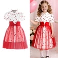 thumbnail image 1 of Valentine Dresses for Girls Puff Sleeve Heart Print Tutu Dress Girls Tulle Dresses Valentines Day Outfit Girls Party Dress 5-6 Years, 1 of 9
