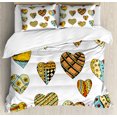 thumbnail image 1 of Valentine Duvet Cover Set King Size, Hand Drawn Heart Shapes Different with Cute Ornamental Details Cartoon Artwork, Decorative 3 Piece Bedding Set with 2 Pillow Shams, Multicolor, by Ambesonne, 1 of 3