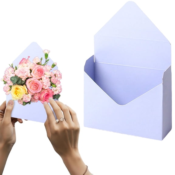 Valentine Envelope Boxes,1PCS Valentine Envelope Gift Box,Valentines Day Flower Bouquet Package Gift Folding Paper Boxes for Wedding Birthday Festival Party Decoration(Light Purple)