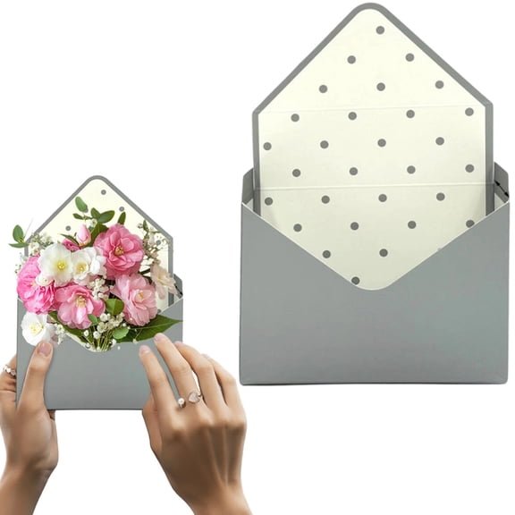 Valentine Envelope Boxes,1PCS Valentine Envelope Gift Box,Valentines Day Flower Bouquet Package Gift Folding Paper Boxes for Wedding Birthday Festival Party Decoration(Grey Dots)