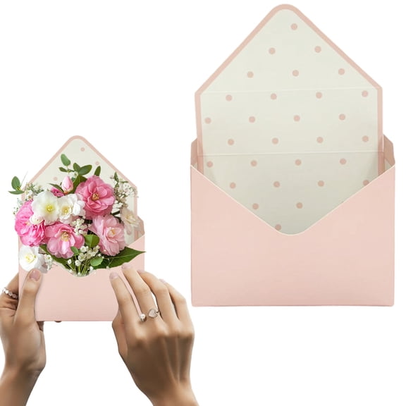 Valentine Envelope Boxes,1PCS Valentine Envelope Gift Box,Valentines Day Flower Bouquet Package Gift Folding Paper Boxes for Wedding Birthday Festival Party Decoration(Pink Dots)