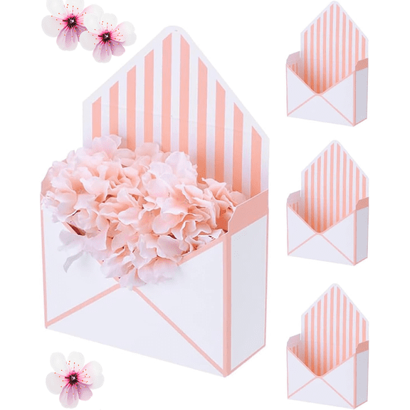 Valentine Envelope Boxes, (4Pcs) Valentines Day Envelopes Gift Box for Gifts , Envelope Flower , Boxes Foldable Paper Flower Containers(4Pcs Pink)