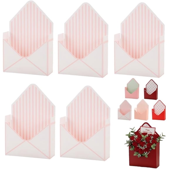 Valentine Envelope Boxes, Valentines Day Red Envelope Gift Box, Flower Wrapping Paper, Romantic Boxes for Gifts, Decorative Flower Box with Love Letters Design for Proposal Wedding(White*5)