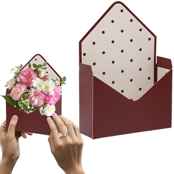 Valentine Envelope Boxes, Valentines Day Red Envelope Gift Box, Flower Wrapping Paper, Romantic Boxes for Gifts, Decorative Flower Box with Love Letters Design for Proposal Wedding(Burgundy|35*23)