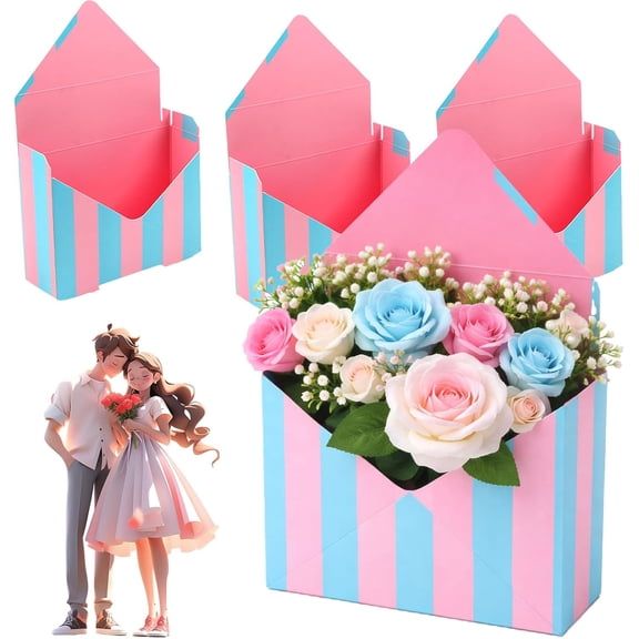 Valentine Envelope Boxes, Valentines Day Red Envelope Gift Box, Romantic Boxes for Gifts, for Valentine's Day Wedding Party Mother's Day Party Presents Supplies (Blue)