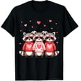 thumbnail image 1 of Valentine Feral and Lovely Raccoon Love Heart Animal Graphic Crew Neck Short Sleeve T-Shirts (Men's, Women's), 1 of 4