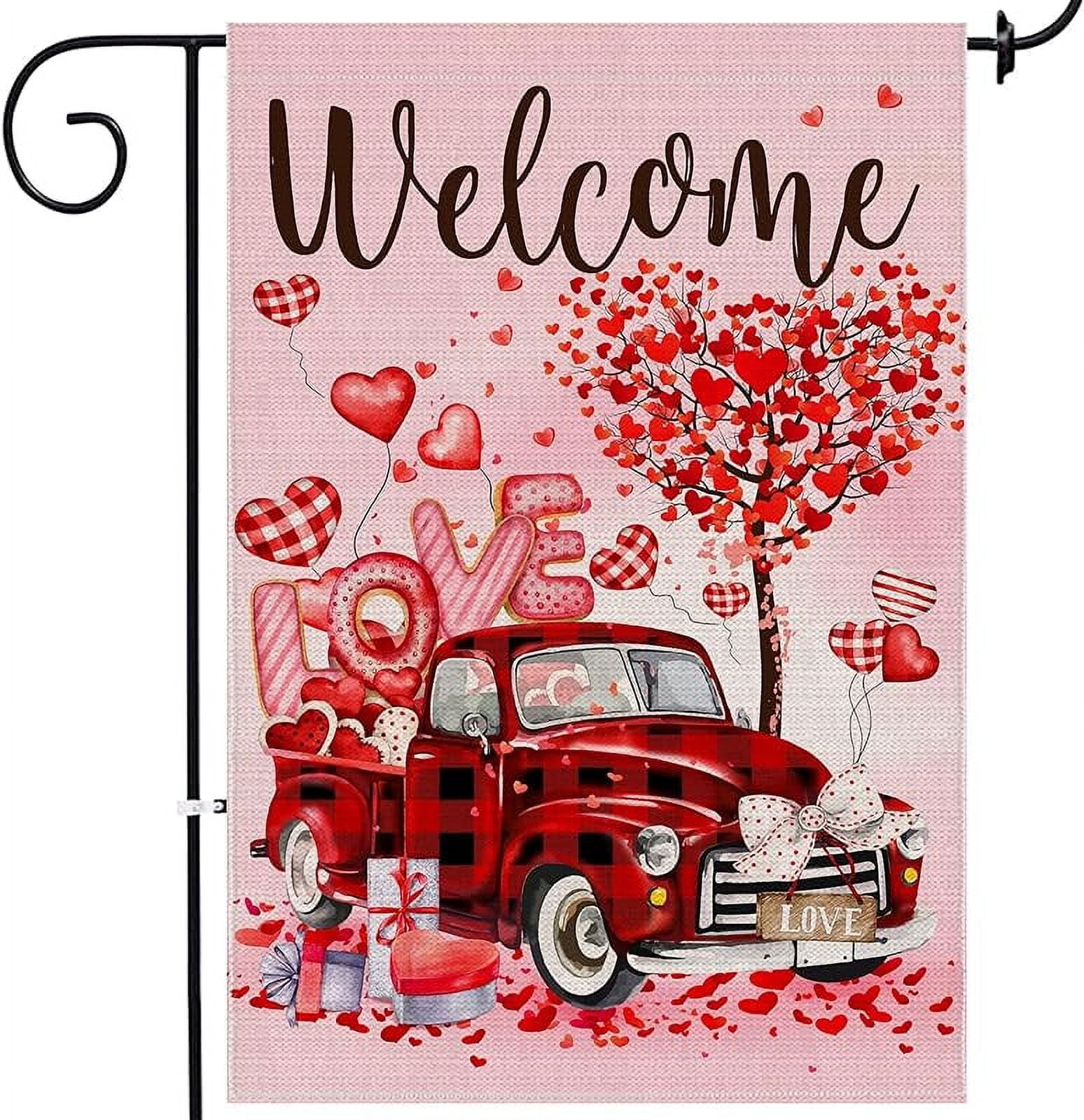 Valentine Flags 28x40 Double Sided, Red Ruck Valentines House Flags