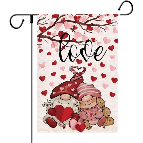 Valentine Flags for Outdoors 28 X 40 Double Sided - Large Happy Valentine''s Day House Flags Plaid Burlap Farmhouse Welcome Decorative Flags For Porch Decor Outside Decoration Gnome