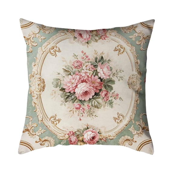 Valentine Floral Pillow Covers, Spring Rose Flowers Vintage Plants Watercolor Throw Pillow Covers for Couch Sofa Bedroom Farmhouse Decor (18x18in)