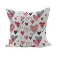 thumbnail image 1 of Valentine Fluffy Throw Pillow Cushion Cover, Different Types of Heart Shapes Romance Love Theme Watercolor Striped Art, Decorative Square Accent Pillow Case, 16" x 16", Pink Black White, by Ambesonne, 1 of 5