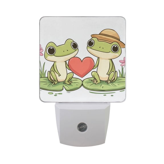 Valentine Frogs with Heart LED Night Light with Smart Sensor Plug Into Wall Dusk to Dawn 2 packs