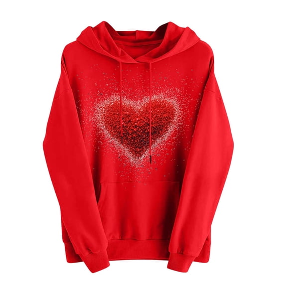 Valentine Funny LOVE Graphic Hoodies Shirt for Women Striped Hooded Top Loose Fit Hoodie Coat Long Sleeve Sweaters Jacket Drawstring Pullover Sweatshirts Pocket Sweatshirt Coats