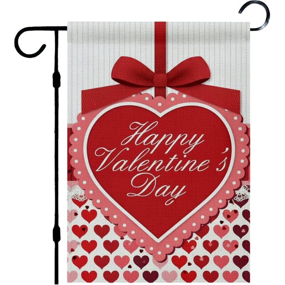 Valentine Garden Flag 12X18 Inch Linen Red Hearts Outdoor Flags Banner for Home Outdoor Yard Patio Lawn Decor Yard Flags Happy Valentine's Day Banner Garden Decorations