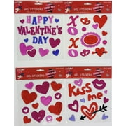 Serafina Home Valentine Gel Clings: Hearts Kisses in Red Pink Purple Aqua Decoration Pack