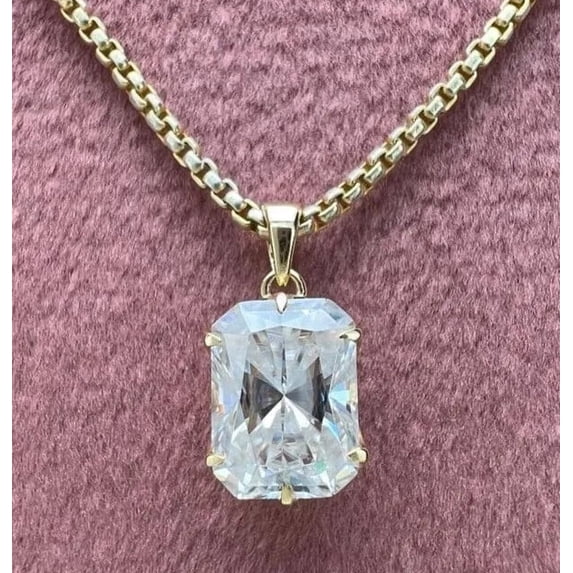 Valentine Gift 3Ct Radiant Cut Lab Created Diamond Only Pendant In 14K Yellow Gold Plated