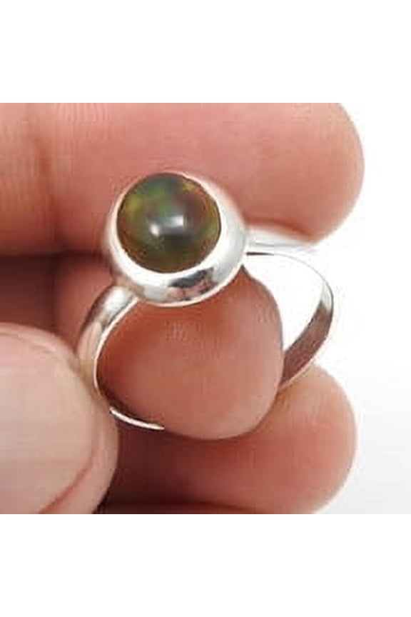 Valentine Gift Black Opal Gemstone 925 Silver Boho Cocktail Elegant Ring Jewelry