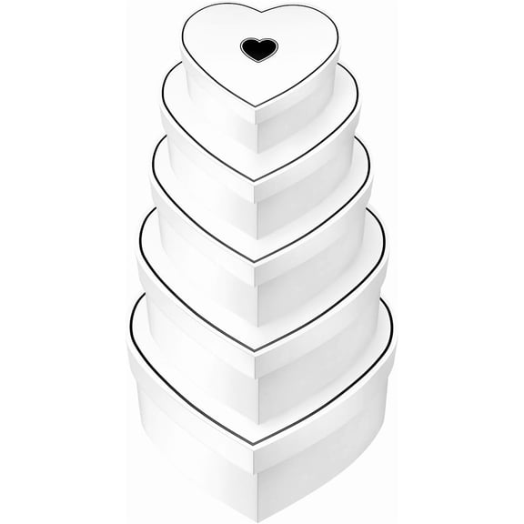 Valentine Gift Box with Lid, Heart Shaped Flower Box, Assorted Size Heart Nesting Box for Women Men Anniversary 8.2" White