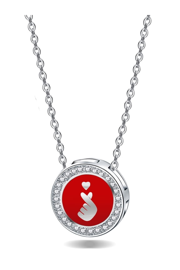 Valentine Gift Necklace for Women 925 Sterling Silver Cubic ZIrconia Love Icon Enamel Women Pendant Necklace Jewelry