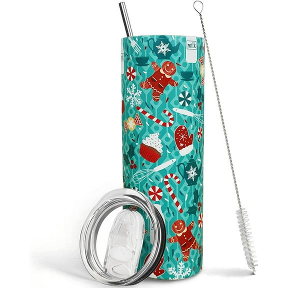 Valentine Gingerbread Holiday Skinny Tumbler with Lid and Straw Merry Valentine Snowman Coffee Mug Cup 20 oz Valentine Holiday Gift