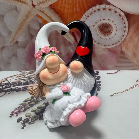 Valentine Gnome Couple Figurine Desktop Decor, Sweet Love Dwarf Ornament For Home Table Shelf Decoration Romantic Gift For Couples