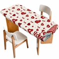 thumbnail image 1 of Valentine Gnomes Table Cloths for 8 Foot Rectangle Tables, Love Heart Red Rustic Patio Waterproof Elastic Fitted Tablecloths, Washable Rectangular Table Cover for Camping, 1 of 8