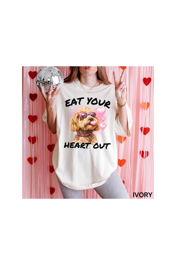 Valentine Goldendoodle Love Graphic Shirt, Doodle Dog Illustration Tee for Dog Lovers, Comfort Colors Unisex Cotton T-Shirt, Sizes S-3XL