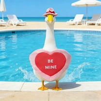 Valentine Goose Outfits Pink Heart Porch Goose Outfit Lawn Porch Goose Clothes Fits 23" Plastic Goose Statue for Valentine's Day Outdoor Garden Yard Patio Art Decor (Pink)