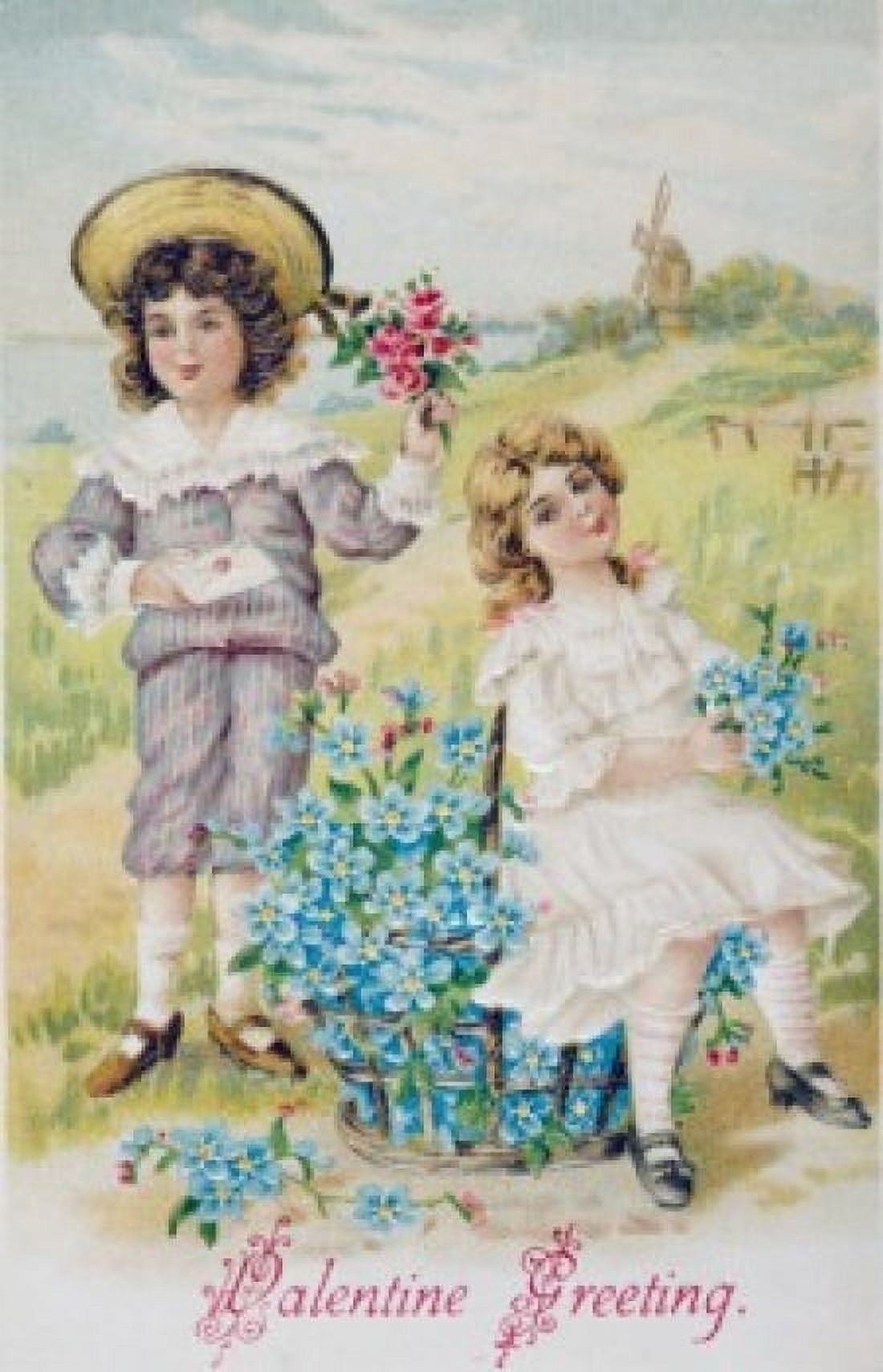 Valentine Greeting Nostalgia Cards 1900 Canvas Art - (24 x 36)