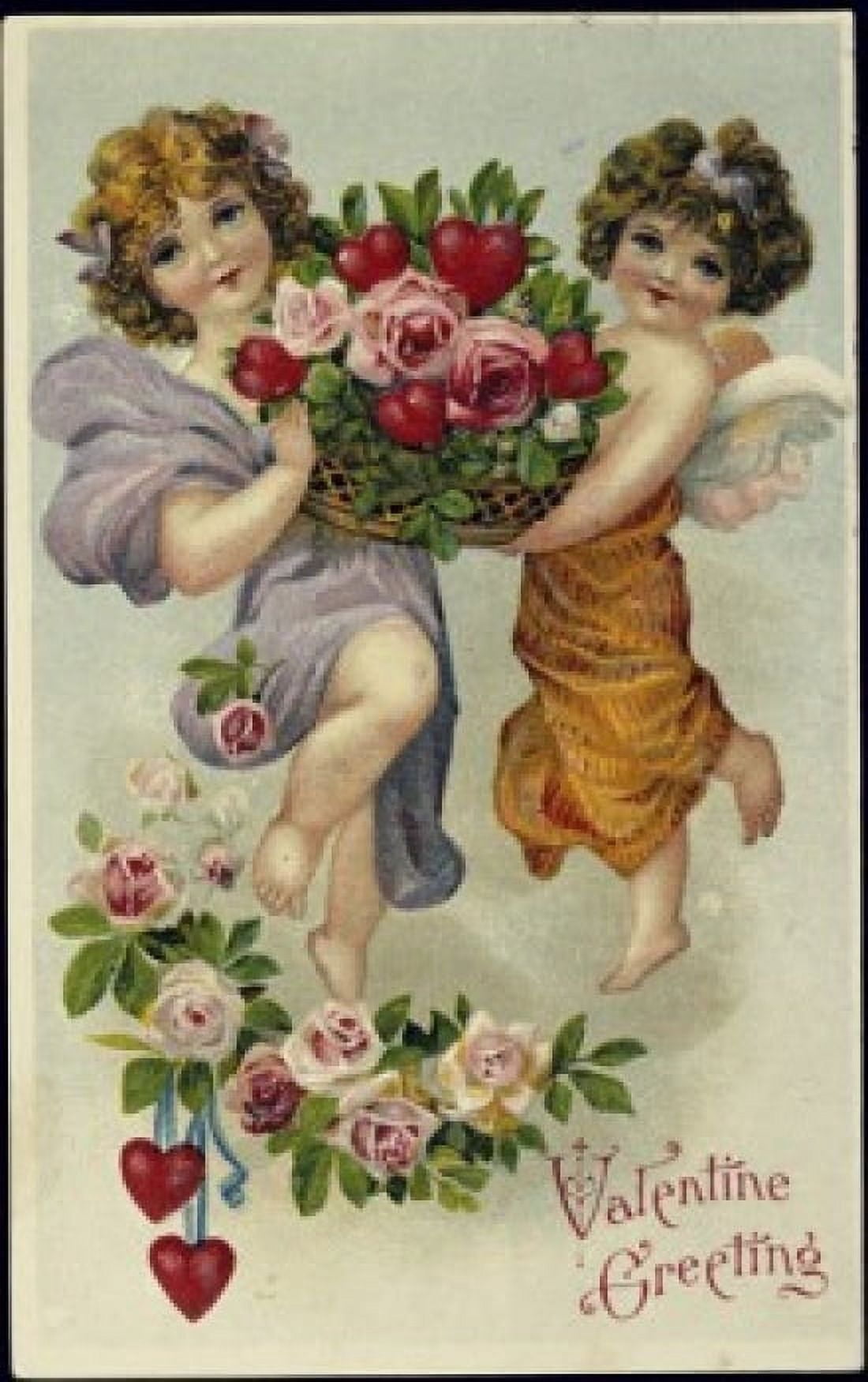 Valentine Greetings C 1900 Nostalgia Cards Illustration Canvas Art - (24 x 36)