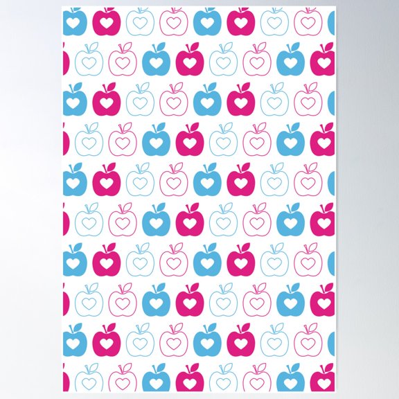 Valentine Heart Apple Pattern Poster Wall Art, Modern Wall Decor For Living Room Bedroom, 8x12 UNFRAMED