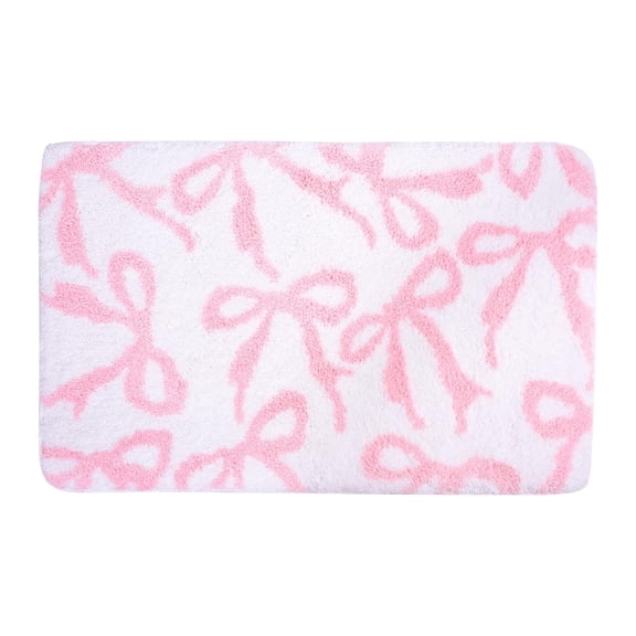Valentine Heart Bow Bathroom Rug 16 x 24 Inch Pink Bow Bath Mat Non Slip Washable Coquette Preppy Rug Decor for Bathroom Bedroom Accessories Housewarming Gifts