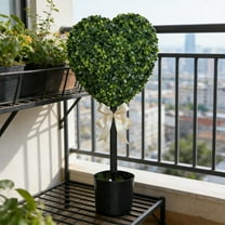 Valentine Heart Boxwood Topiary Tree - Faux Boxwood Heart Ball Tree with Bonsaier for Indoor Outdoor Home Porch Tabletop, Romantic Valentine Topiary for Holiday Party Gift, 16.5*32in, Green