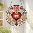 thumbnail image 1 of Valentine Heart Glass Suncatcher, Heart Window Hanging, Valentine's Day, Romantic Decor, for Girlfriend, for Wife, 7.9 in, 1 of 3