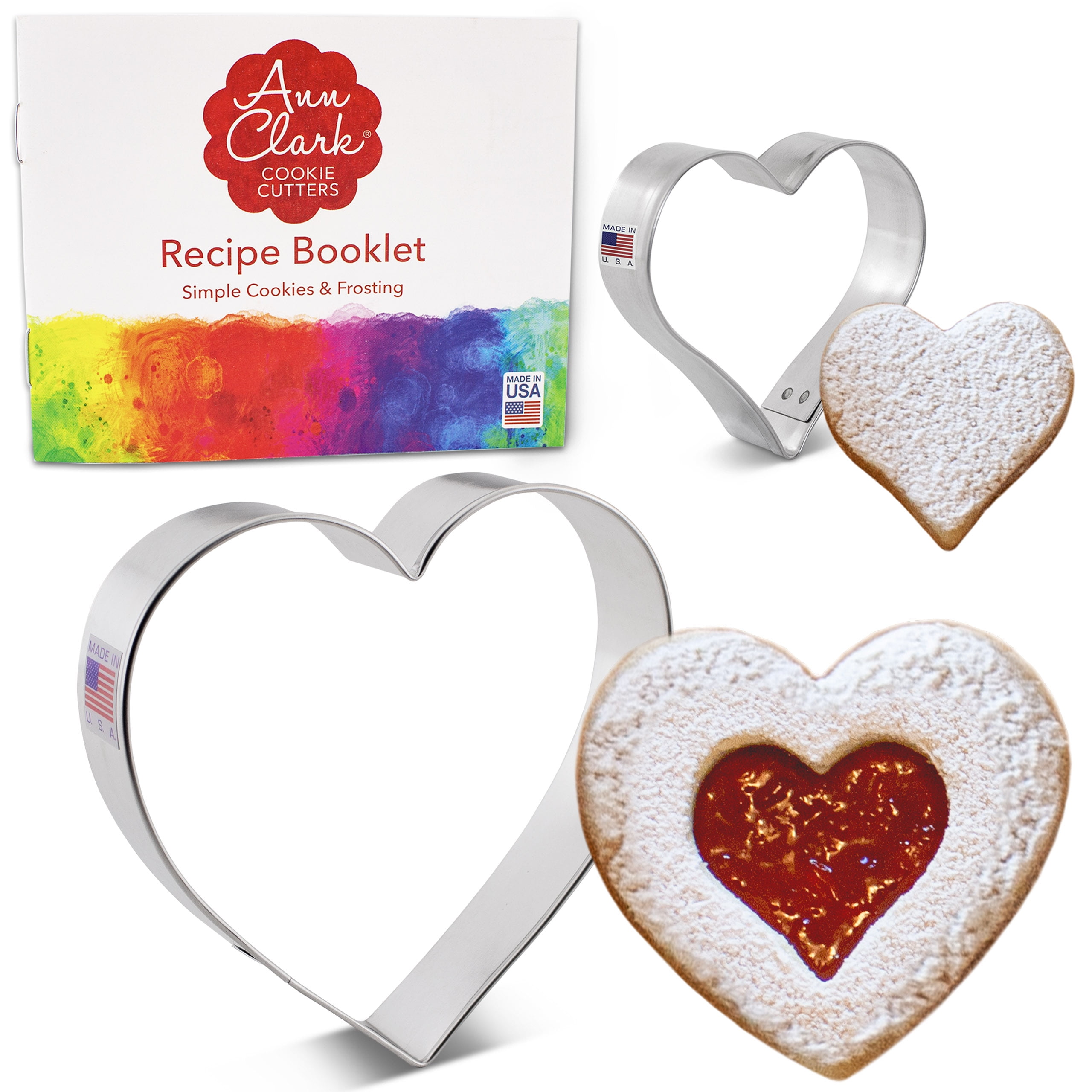 Valentine Heart Linzer Cookie Cutter Set with Recipe Booklet