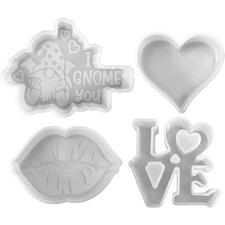Valentine Heart Lips Gnome LOVE Car Freshie Molds 4 pk Bulk Wholesale Pack for Scented Aroma Beads Oven Safe up to 400 F Valentines Day Heart Freshie Supplies Holiday
