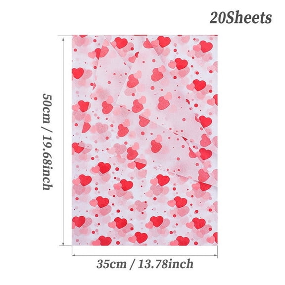 Valentine Heart Print Gift Wrap Paper, Floral Bouquet Wrapping Tissue, Translucent Paper for Creating Romantic Surprises and Sweet Gift Presentation for Your Loved One