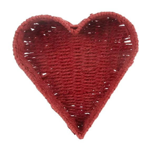 Valentine Heart Shaped Rattan Basket, 11Inch Heart Baskets for Valentine's Day Anniversary Table Centerpieces Home Party Gift Wedding Decor
