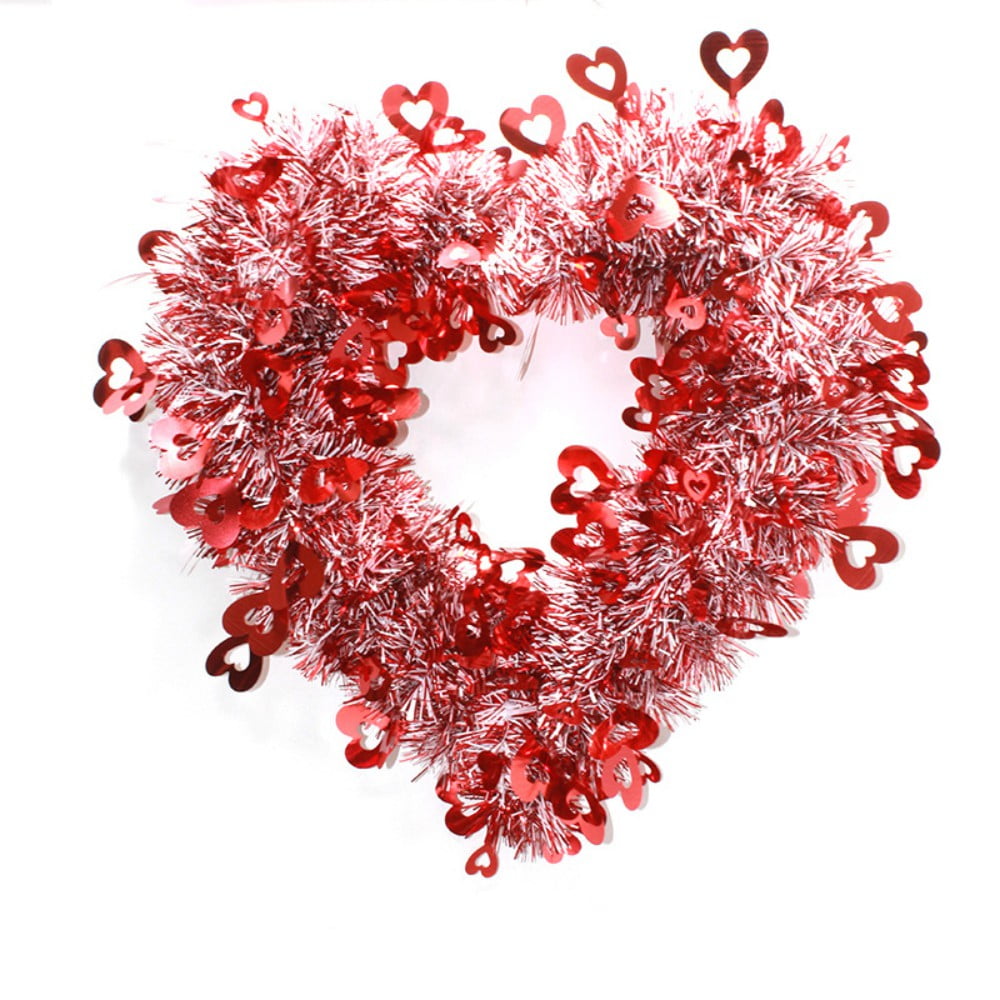 Valentine Heart Shaped Wreaths Purple Tinsel Heart Shaped Wreaths with