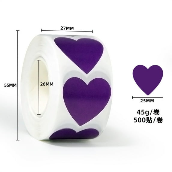 Valentine Heart Stickers Roll 500pcs Cute Love Decal Tape, Peel-and-Stick Paper Labels for Scrapbooking Cards Envelopes – Festive Classroom Prizes & DIY Party Decoration Supplies
