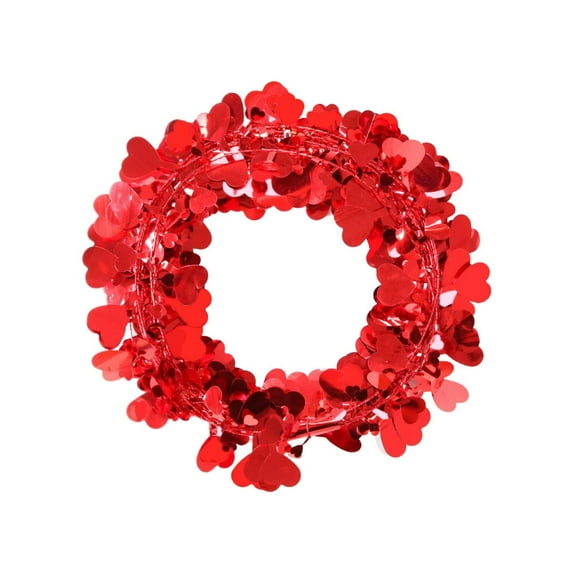 Valentine Heart Wreaths for Front Door,Valentines Day Decorations with Heart Tinsel Foil Love Hanging Gift for Anniversary Wedding Party Wall Window Mantel Decor