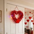 thumbnail image 1 of Valentine Heart Wreaths Red Purple Tinsel Wreaths with Foil Hearts Hanging Valentine's Day Decor for Wedding Birthday Party Door Wall Window Mantel Decor (KISS ME Dwarf Heart Wreath) & LED light, 1 of 8