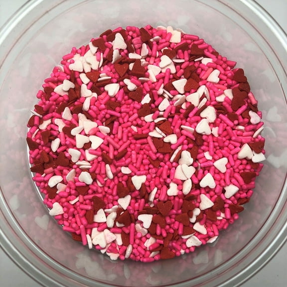 Valentine Hearts and Sprinkle Mix Red Pink White Topping Sprinkles 8 ounces