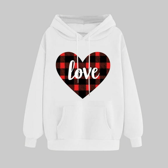 Valentine Hoodie Women, Love Hoodies for Women, Long Sleeve Hoodie Women's Valentines Printed Hoodie Pullover Tops Long Sleeved Comfortable Sweatshirts