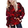thumbnail image 1 of Valentine Hoodies For Kids Long Sleeve Heart Print Pullover Tops Casual Loose Sweatshirts With Pocket (9 Years, Brown), 1 of 6